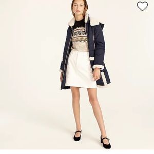 J crew Snowday Puffer Navy and Cream Small New! $268 retail